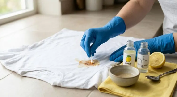Enlever une tache de rouille sur un vêtement : citron, acide oxalique...