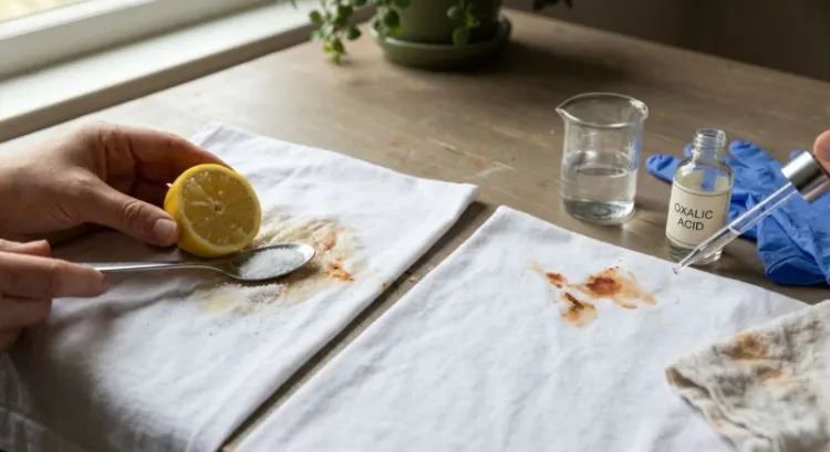 Enlever une tache de rouille sur un vêtement : citron, acide oxalique...