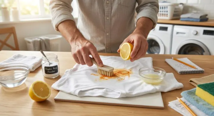 Enlever une tache de rouille sur un vêtement : citron, acide oxalique...