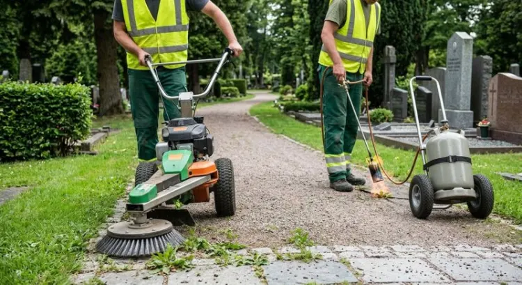 Désherbage sans herbicide des allées de cimetière : quel matériel ?