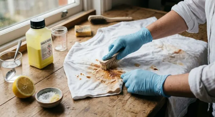 Enlever une tache de rouille sur un vêtement : citron, acide oxalique...